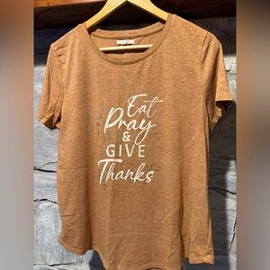 Maurice’s Graphic T-Shirt with White Text, Eat Pray & Give Thanks